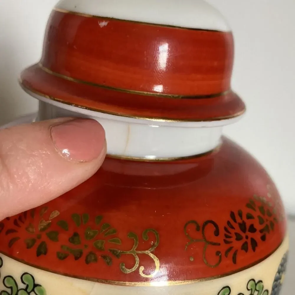 Vintage 1970s Handpainted Ginger Jar